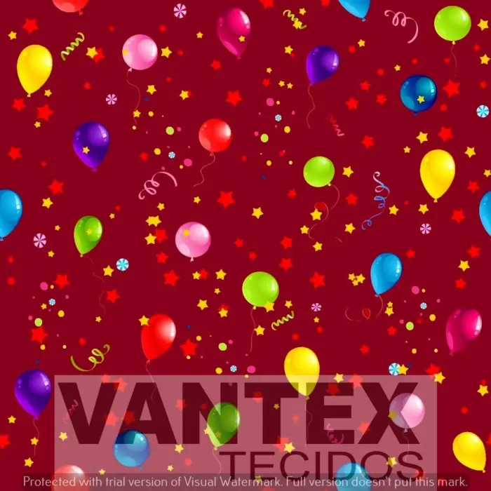 Tecido Gabardine Estampa Digital - Ani(10) - aniversário, balão