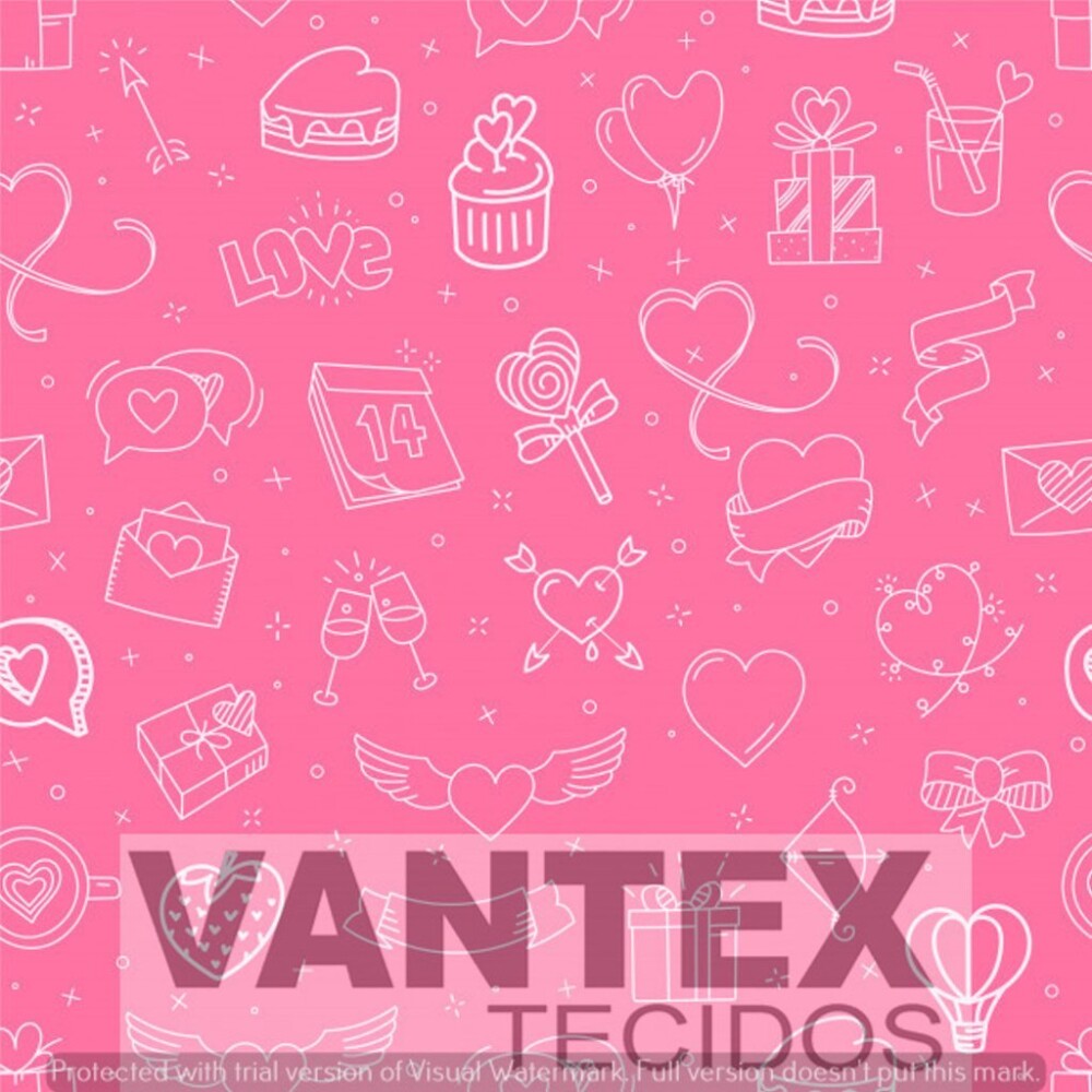 Tecido Microfibra Estampa Digital - Ani(16) - aniversário, coração, presente