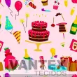 Tecido Microfibra Estampa Digital - Ani(6) - aniversário, bolo