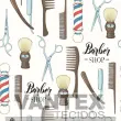 Tecido Microfibra Estampa Digital - Bar(10) - barber shop, pente, tesoura, navalha