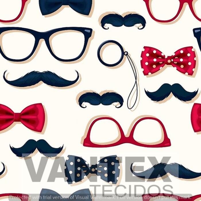 Tecido Microfibra Estampa Digital - Bar(4) - barber shop, óculos, bigode