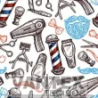 Tecido Microfibra Estampa Digital - Bar(7) - barber shop, secador, tesoura, navalha