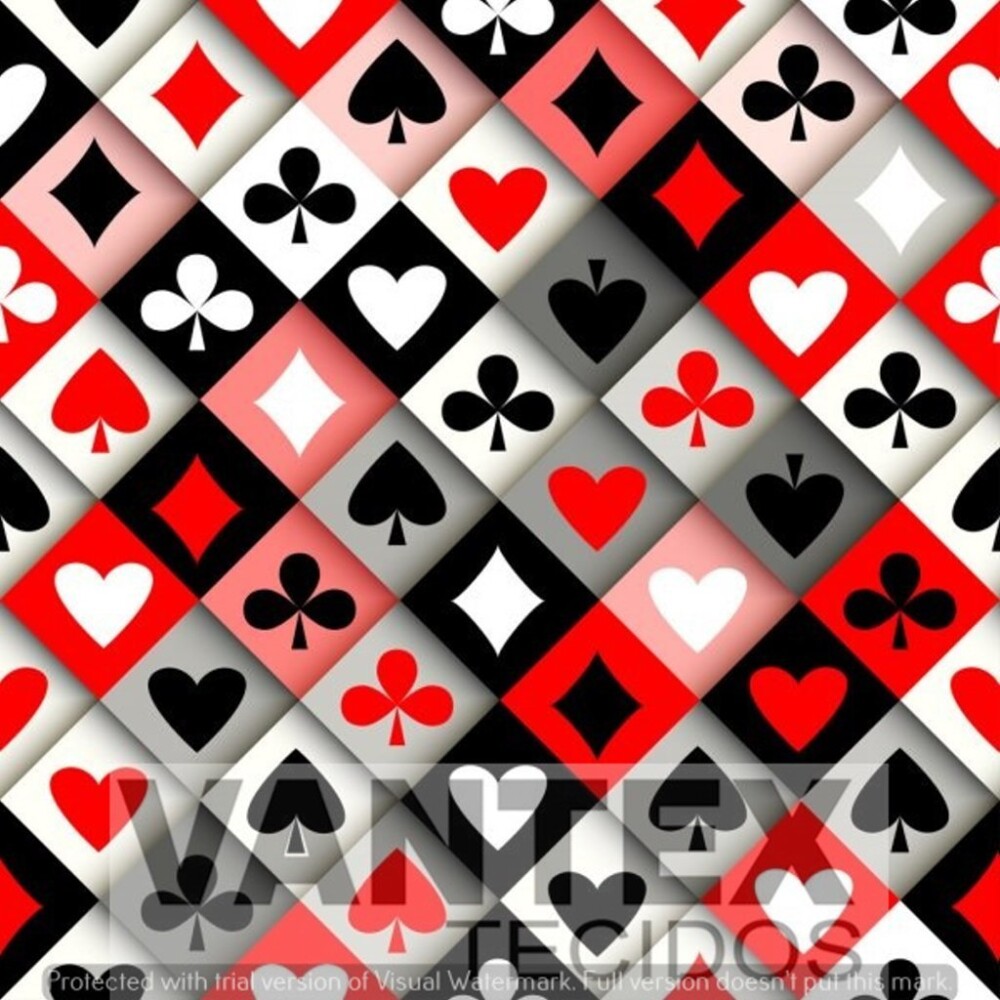 Tecido Microfibra Estampa Digital - Cas(18) - cassino, naipes