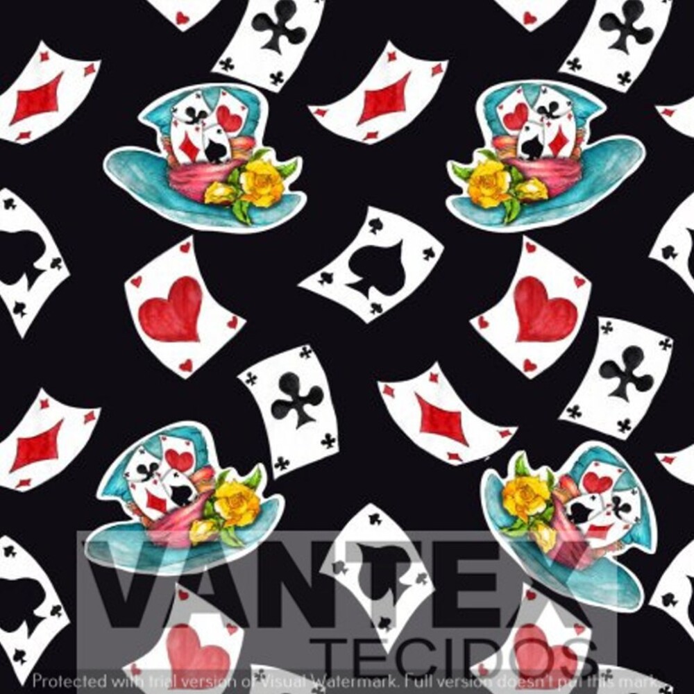 Tecido Microfibra Estampa Digital - Cas(28) - cassino, cartas