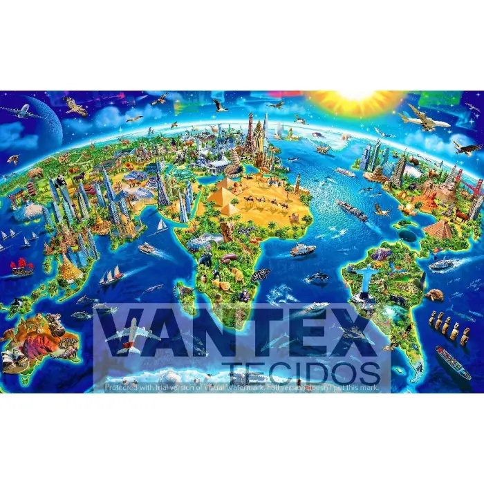 Tecido Microfibra Estampa Digital - Cra(216) - crazy, mundo, mapa, cidades