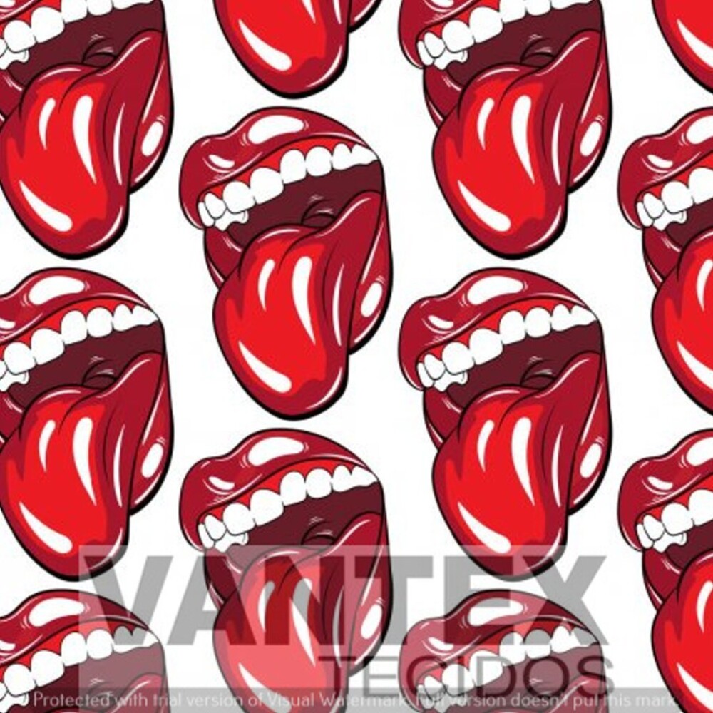 Tecido Microfibra Estampa Digital - Cra(73) - boca, língua, rolling stones