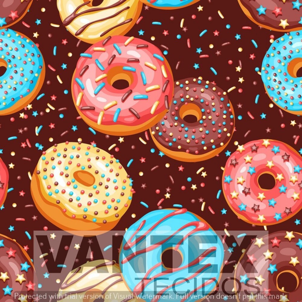 Tecido Microfibra Estampa Digital - Doc(54) - comida, donuts