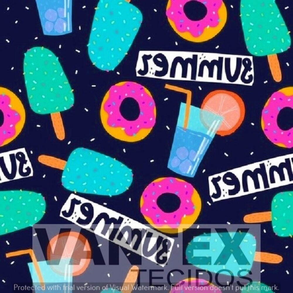 Tecido Microfibra Estampa Digital - Doc(8) - comida, picolé, donuts