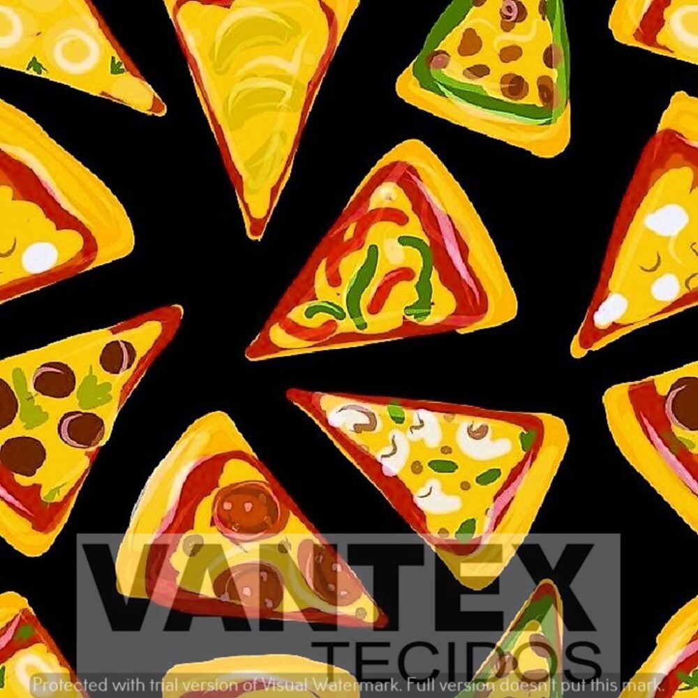 Tecido Microfibra Estampa Digital - Doc(93) - comida, pizza