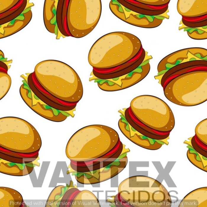 Tecido Microfibra Estampa Digital - Doc(94) - comida, hamburguer, fast food