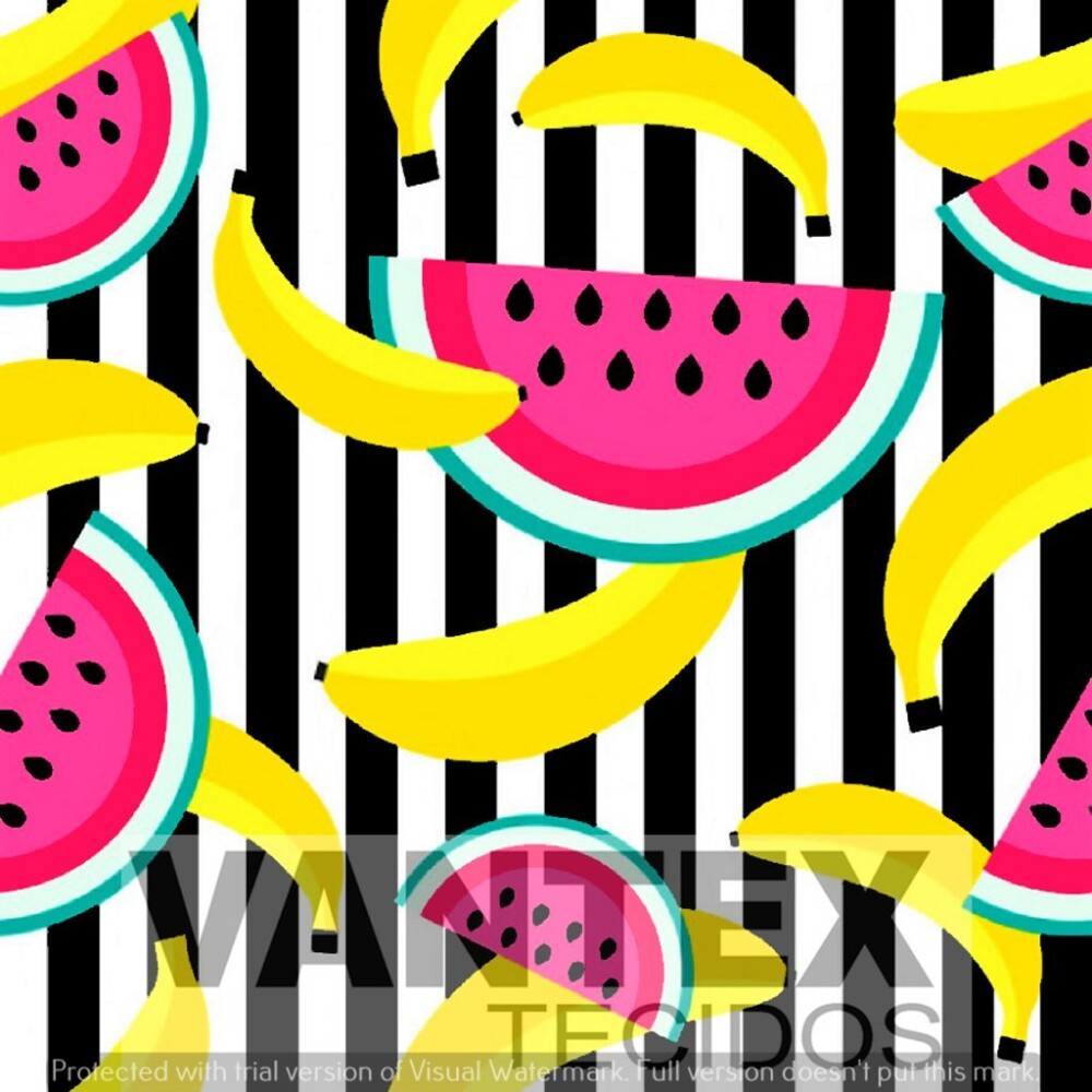 Tecido Microfibra Estampa Digital - Fru(1) - frutas, banana, melancia