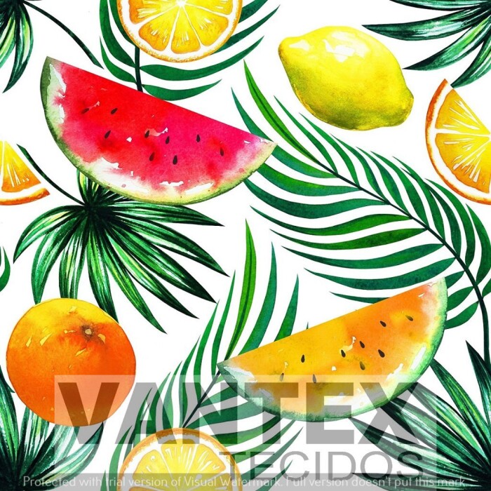 Tecido Microfibra Estampa Digital - Fru(274) - frutas, melancia, limão, laranja