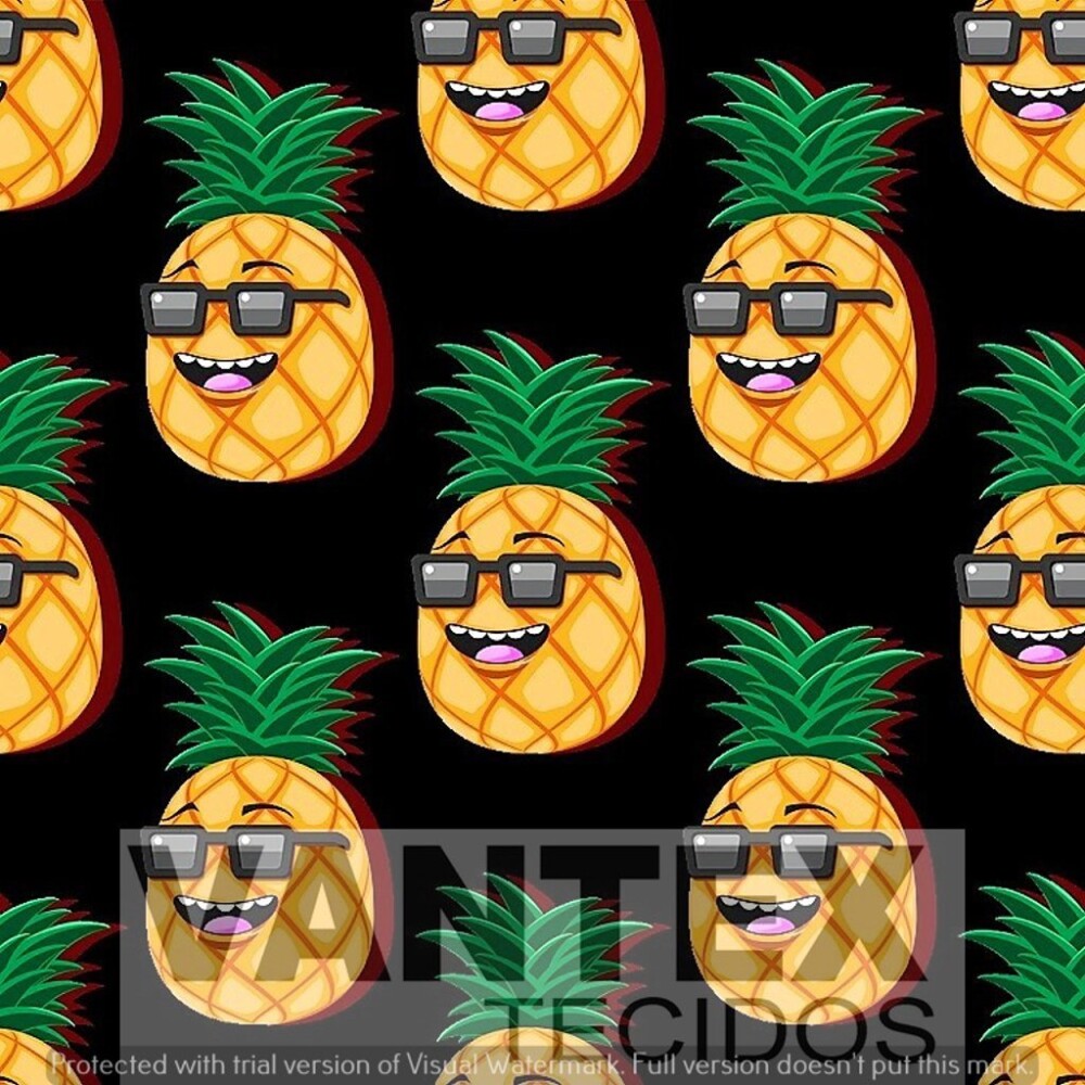 Tecido Microfibra Estampa Digital - Fru(324) - frutas, abacaxi, óculos