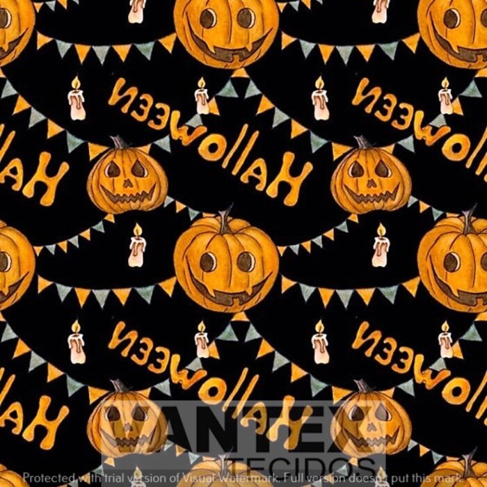 Tecido Microfibra Estampa Digital - Hal(12) - halloween, vela, abobora