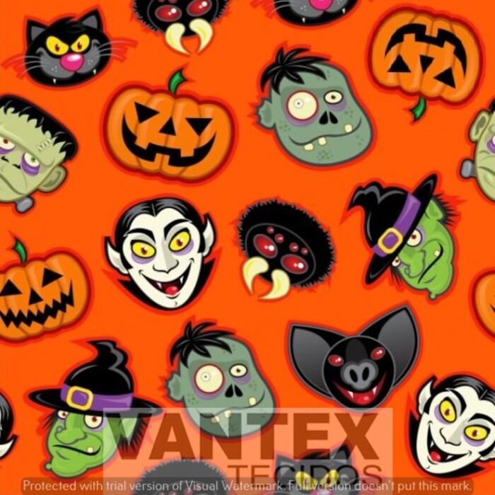 Tecido Microfibra Estampa Digital - Hal(7) - halloween, bruxa, morcego, abobora