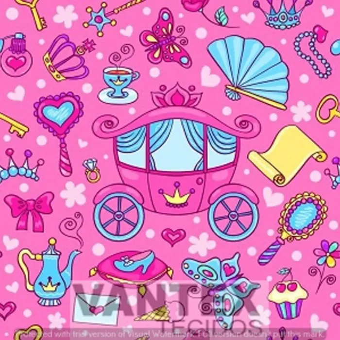 Tecido Microfibra Estampa Digital - Inf(17) - infantil, princesa, charrete