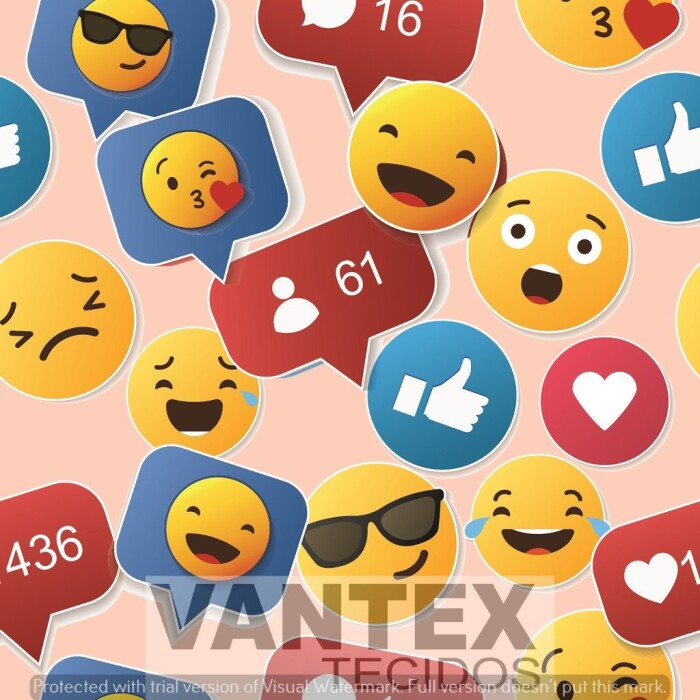 Tecido Microfibra Estampa Digital - Mv1(29) - emoji