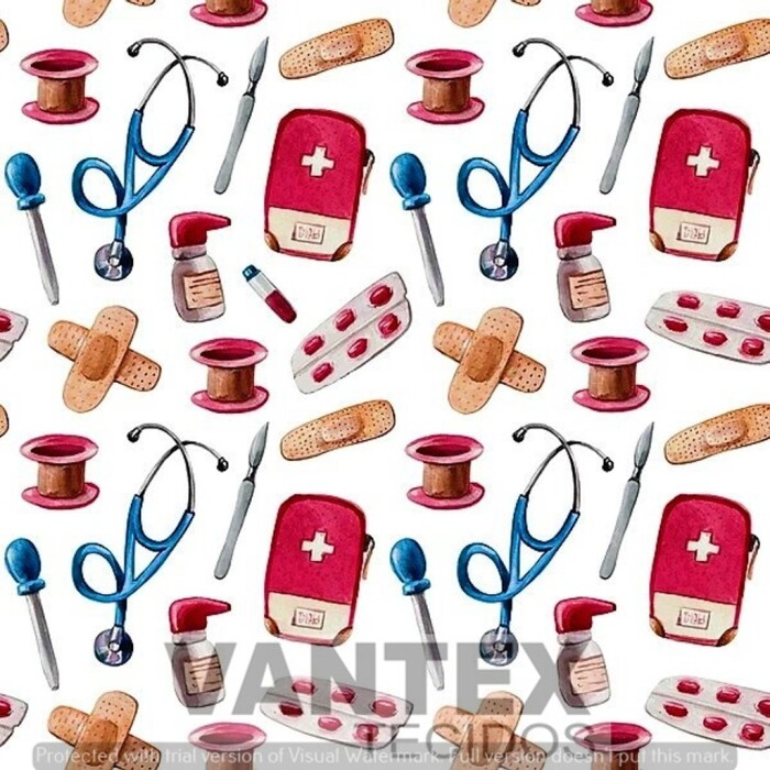 Tecido Microfibra Estampa Digital - Med(22) - médicas, médicos, saúde