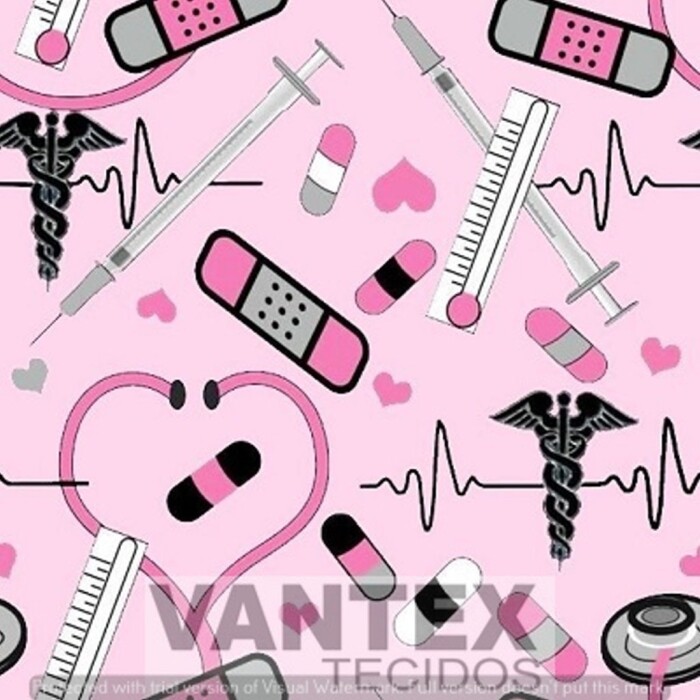 Tecido Microfibra Estampa Digital - Med(27) - médicas, médicos, saúde