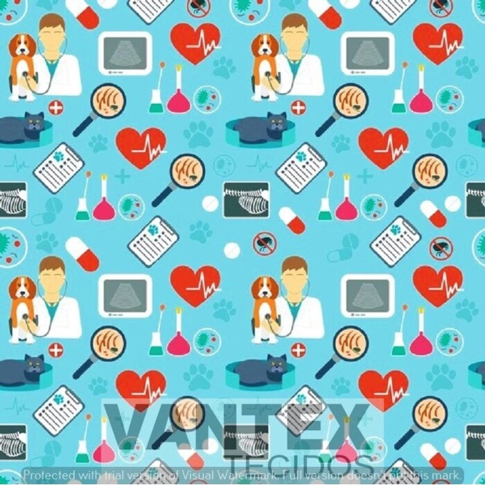 Tecido Microfibra Estampa Digital - Med(39) - médicas, médicos, saúde
