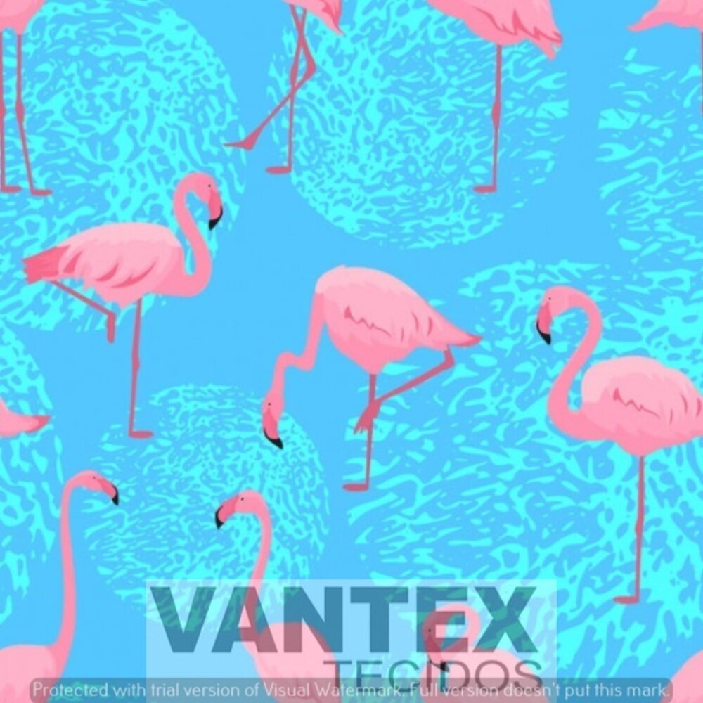 Tecido Gabardine Estampa Digital - Psr(11) - pássaro, flamingo