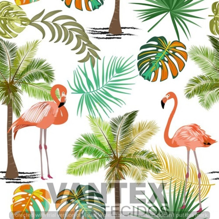 Tecido Microfibra Estampa Digital - Psr(2) - pássaro, flamingo