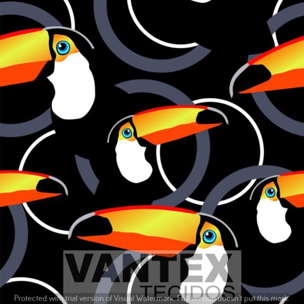 Tecido Gabardine Estampa Digital - Psr(50) - pássaro, tucano