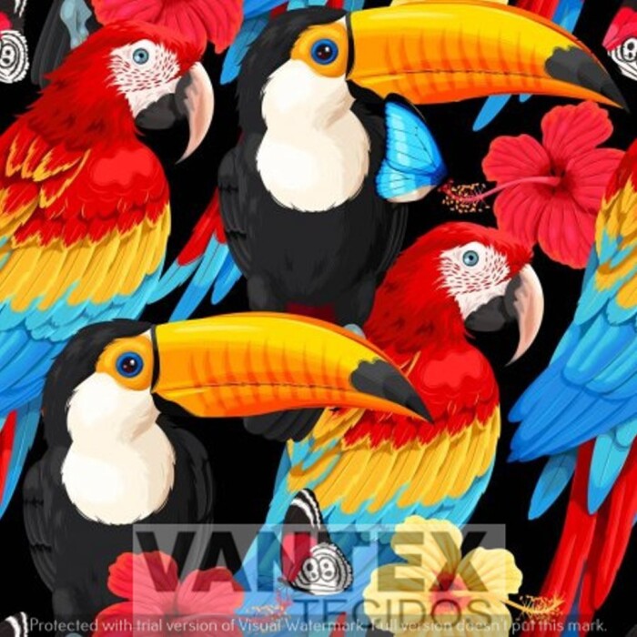Tecido Microfibra Estampa Digital - Psr(80) - pássaro, tucano, arara