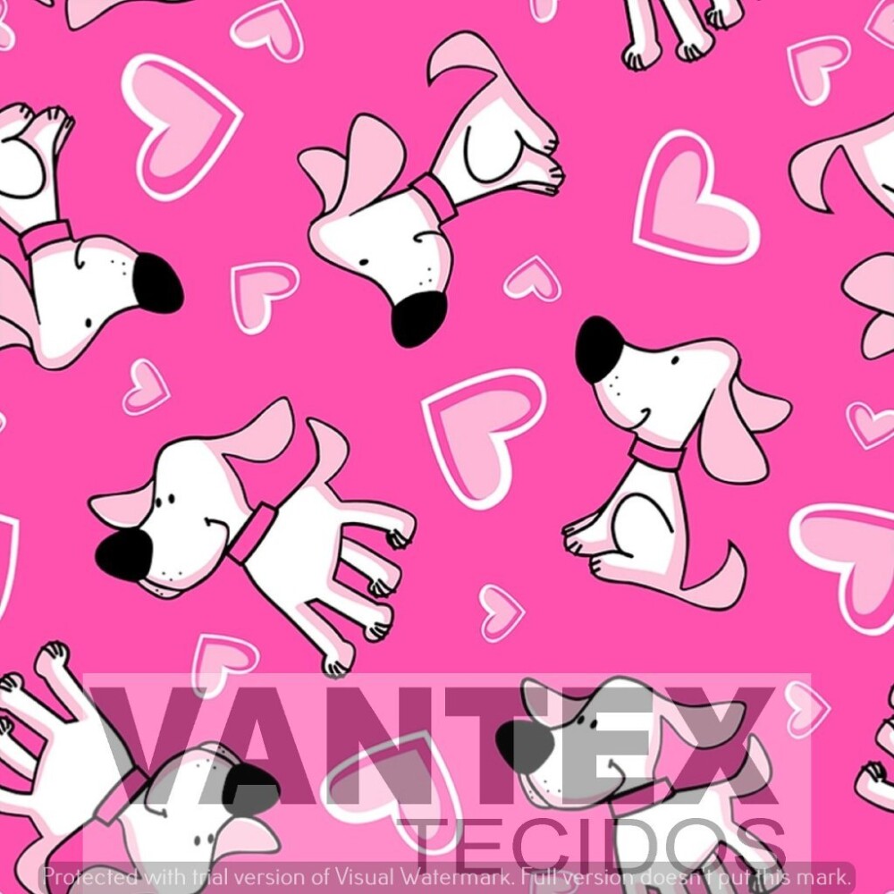 Tecido Microfibra Estampa Digital - Pe1(42) - pets, cachorro, coração