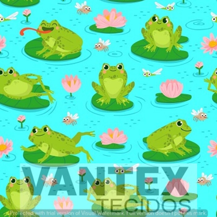 Tecido Gabardine Estampa Digital - Pe2(261) - pets, sapos