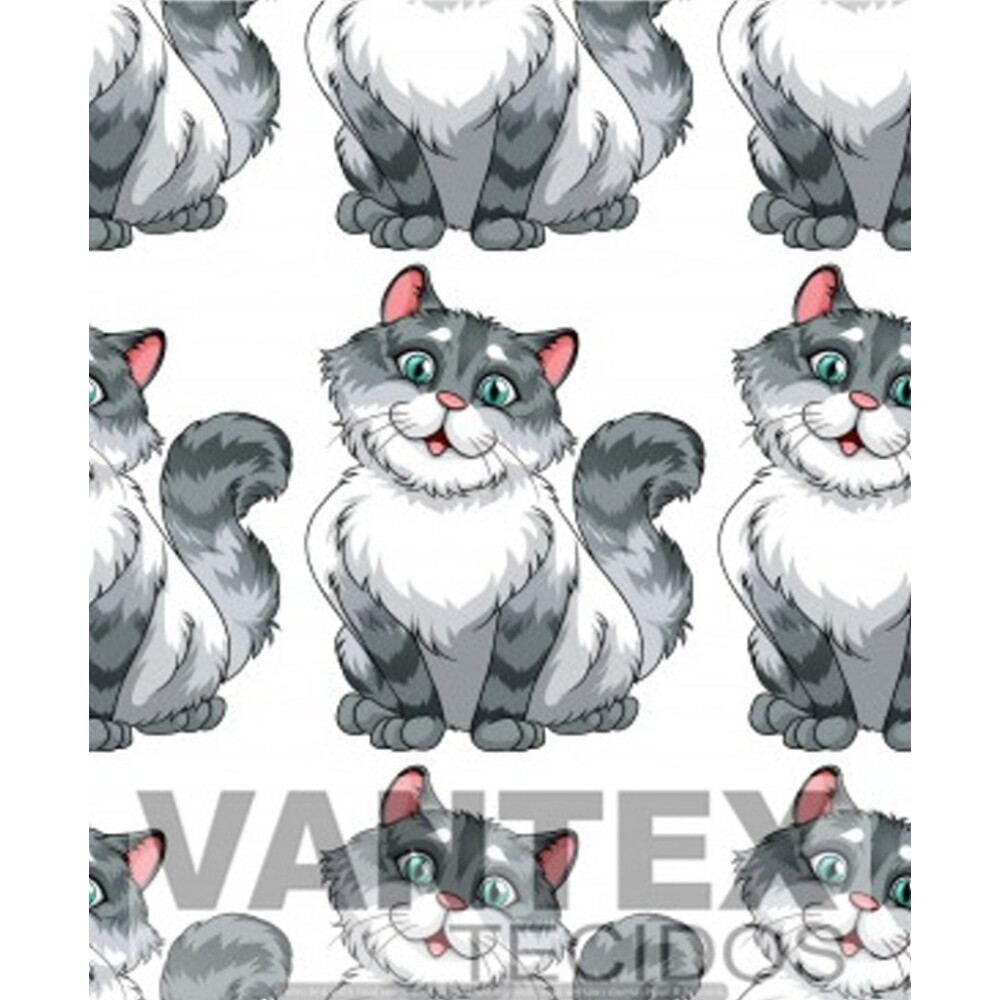 Tecido Gabardine Estampa Digital - Pe2(311) - pets, gatos