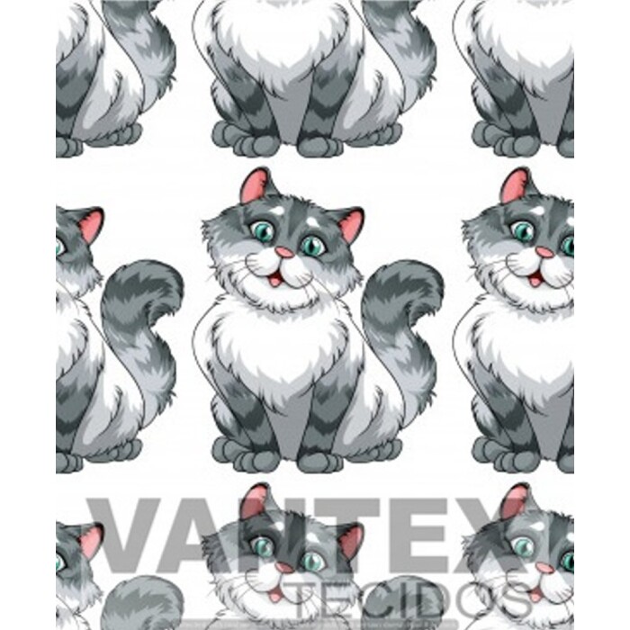 Tecido Gabardine Estampa Digital - Pe2(311) - pets, gatos