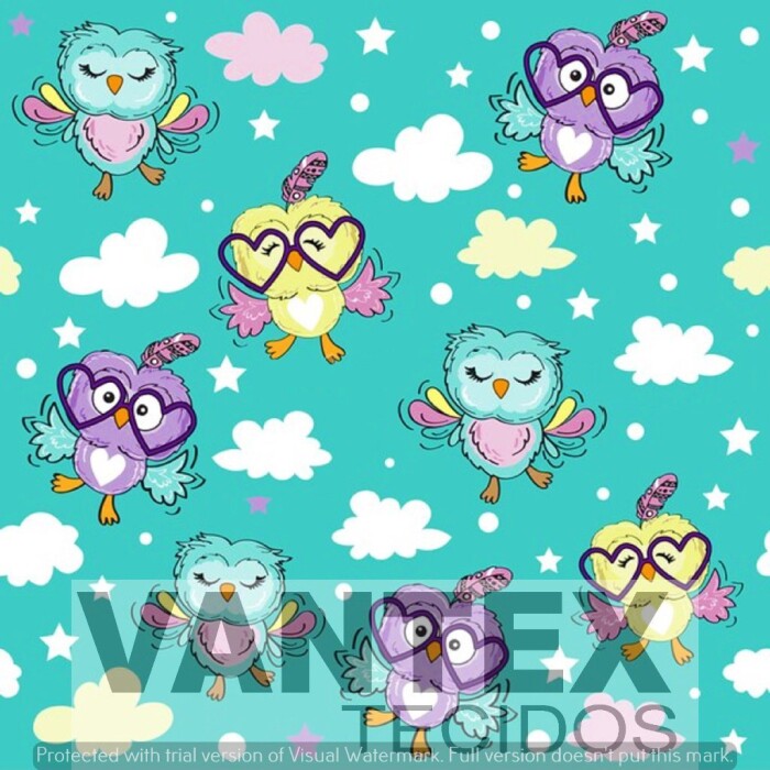 Tecido Gabardine Estampa Digital - Pe2(352) - pets, pássaros