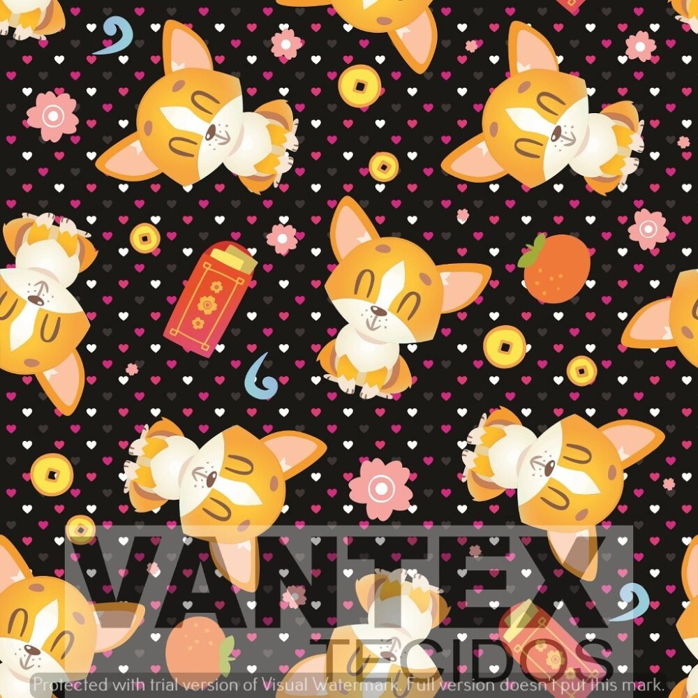 Tecido Gabardine Estampa Digital - Pe2(450) - pets, gatos