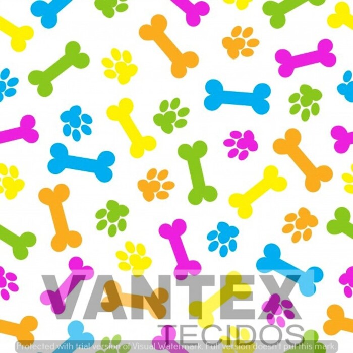 Tecido Gabardine Estampa Digital - Pe4(29) - pets, patas, osso