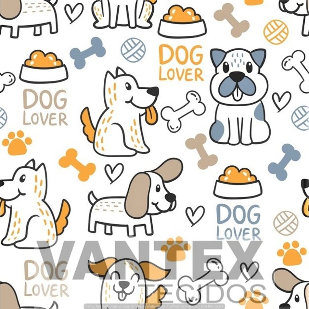 Tecido Gabardine Estampa Digital - Pe4(34) - pets, cachorro, osso