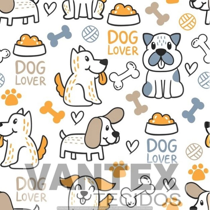 Tecido Gabardine Estampa Digital - Pe4(34) - pets, cachorro, osso